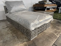 Loungebed met hocker, beige, grijs - afbeelding 4 van  7