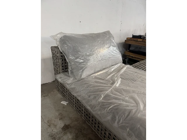 Loungebed met hocker, beige, grijs - afbeelding 5 van  7