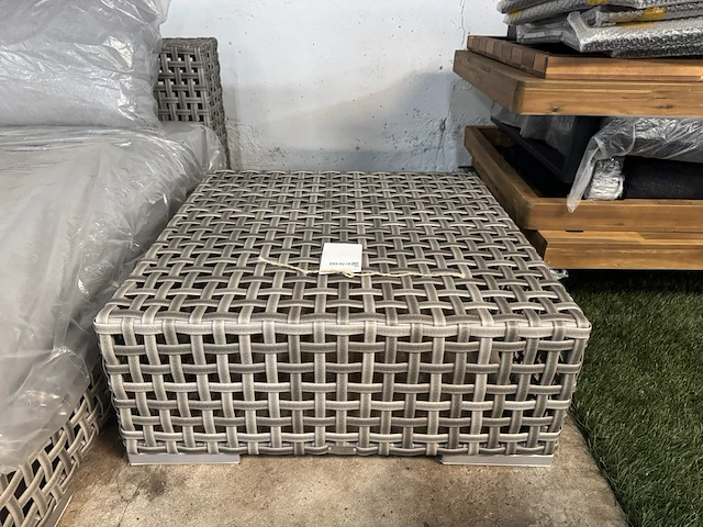 Loungebed met hocker, beige, grijs - afbeelding 6 van  7