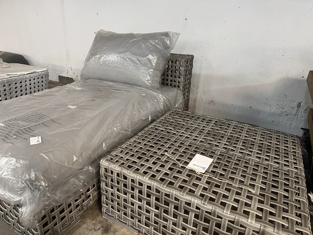 Loungebed met hocker, beige, grijs - afbeelding 7 van  7