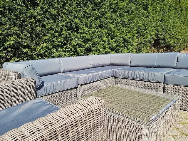 Loungeset - 8-delig wicker bruin / grijze kussens - afbeelding 3 van  3