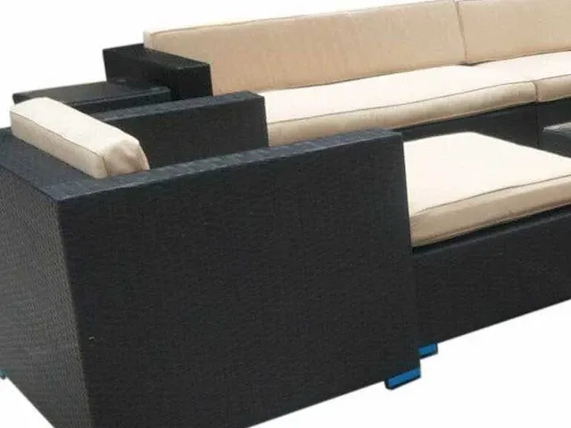 Loungeset 12-delig wicker zwart / zandkleurige kussens - afbeelding 2 van  2