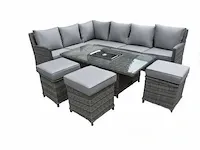 Loungeset 3-delig brown wicker / donker grijze kussens - afbeelding 1 van  2