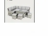 Loungeset 3-delig brown wicker / donker grijze kussens - afbeelding 2 van  2
