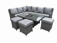 Loungeset 3-delig brown wicker / donker grijze kussens