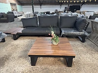 Loungeset 4-delig: 2 banken, 1 hoek, 1 tafel lux outdoor living, showroom model, zwart - afbeelding 2 van  9