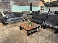 Loungeset 4-delig: 2 banken, 1 hoek, 1 tafel lux outdoor living, zwart
