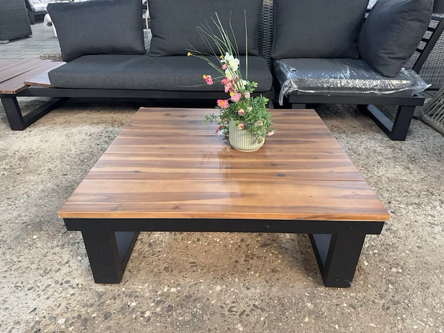 Loungeset 4-delig: 2 banken, 1 hoek, 1 tafel lux outdoor living, zwart - afbeelding 3 van  9