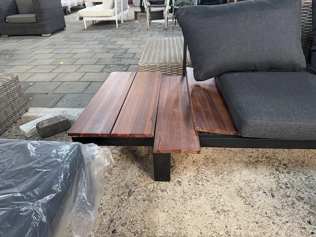 Loungeset 4-delig: 2 banken, 1 hoek, 1 tafel lux outdoor living, zwart - afbeelding 6 van  9