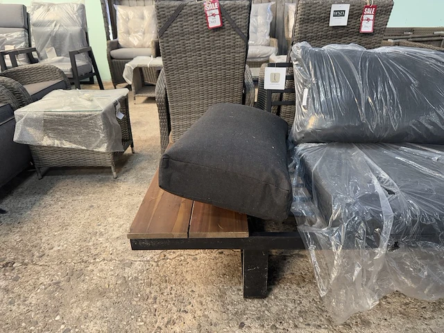 Loungeset 4-delig: 2 banken, 1 hoek, 1 tafel lux outdoor living, zwart - afbeelding 9 van  9