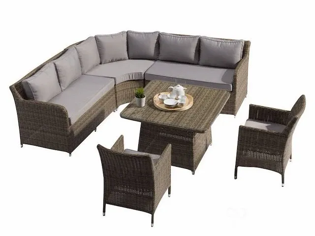 Loungeset 6-delig grey wicker / grijze kussens - afbeelding 1 van  1