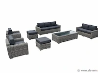 Loungeset 7-delig bruin mix wicker / grijze kussens - afbeelding 1 van  2