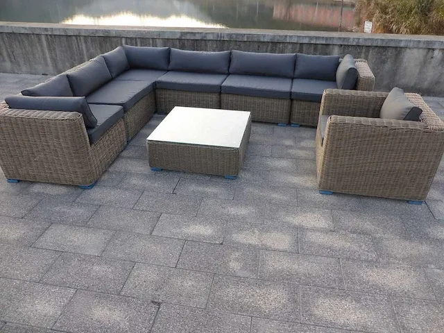 Loungeset 8-delig - wicker - bruin - afbeelding 2 van  3