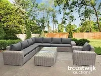Loungeset 8-delig donkerbruin wicker / antraciete kussens - afbeelding 1 van  1