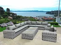 Loungeset 8-delig donkergrijs wicker / donkergrijze kussens - afbeelding 1 van  1
