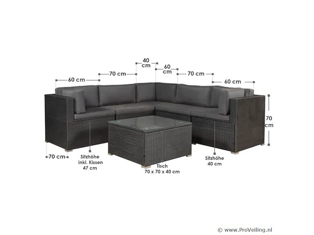 Loungeset nassau donkergrijs - afbeelding 7 van  12