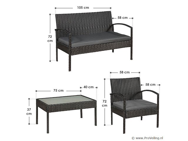 Loungeset trinidad zwart - afbeelding 5 van  11