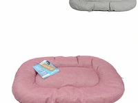 Lovestory dierenkussen 60x46cm - roze/grijs - afbeelding 1 van  1