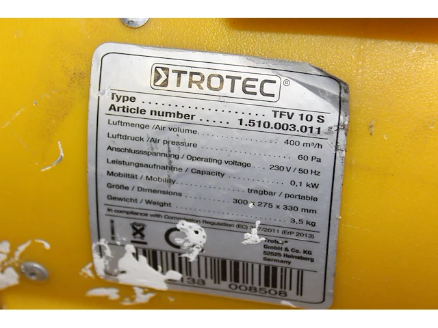 Luchtblower trotec tfv10s. - afbeelding 2 van  2