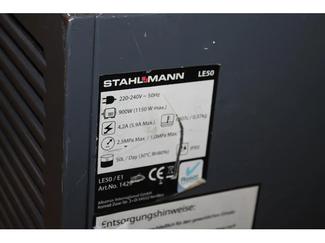 Luchtdroger stahlmann le50. let op! de powerknop is beschadigd. - afbeelding 3 van  3