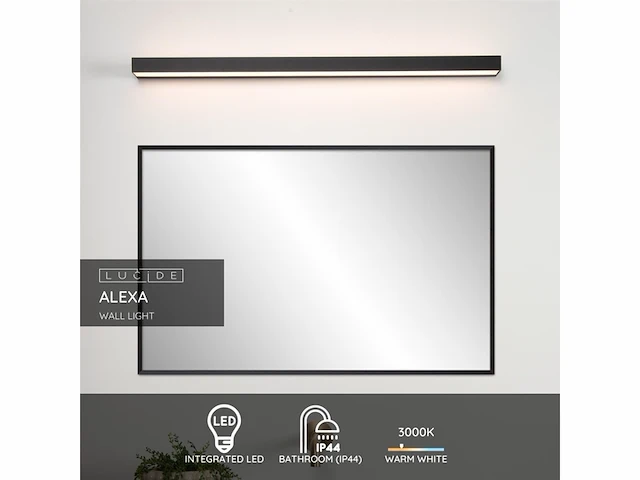 Lucide alexa wandlamp badkamer led 1x13w 3000k ip44 zwart 04210/13/30 - afbeelding 3 van  6