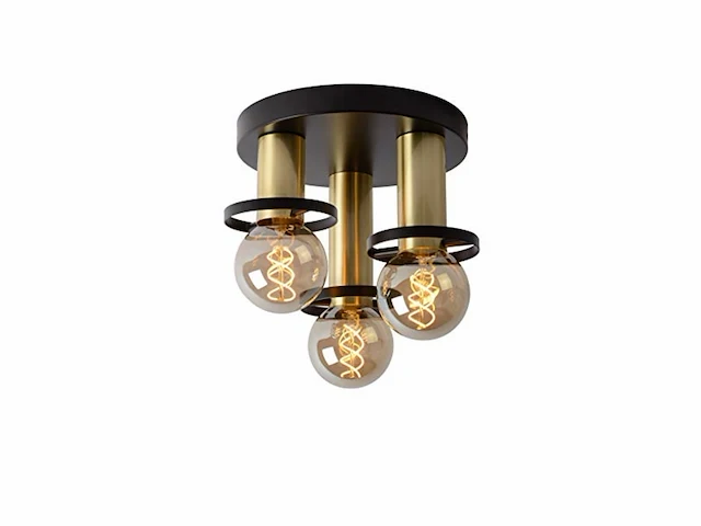 Lucide anaka plafondlamp 30 cm 3xe27 zwart - afbeelding 3 van  3