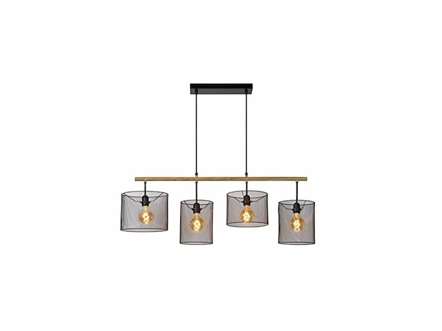 Lucide baskett hanglamp 4xe27 zwart - afbeelding 1 van  2