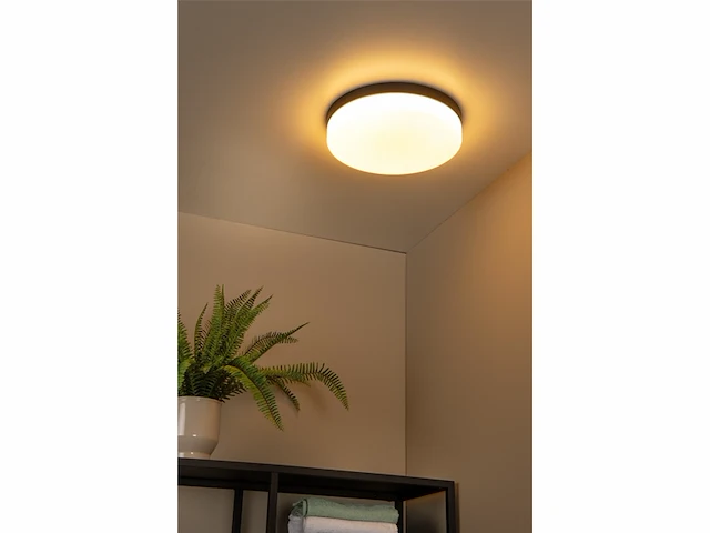 Lucide biskit plafonnière badkamer led ip44 beweging & dag/nacht sensor zwart - afbeelding 3 van  4