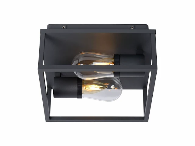 Lucide carlyn plafondlamp badkamer 2xe14 ip54 zwart - afbeelding 3 van  4