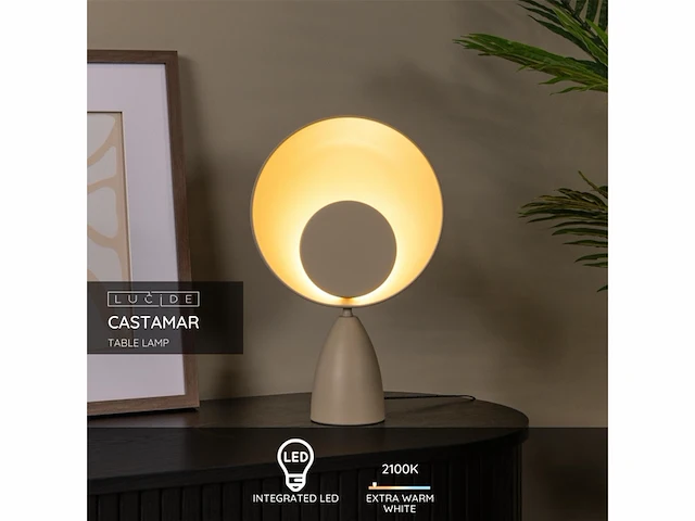 Lucide castamar tafellamp ø 255 cm led 1x8w 2100k taupe - afbeelding 3 van  3