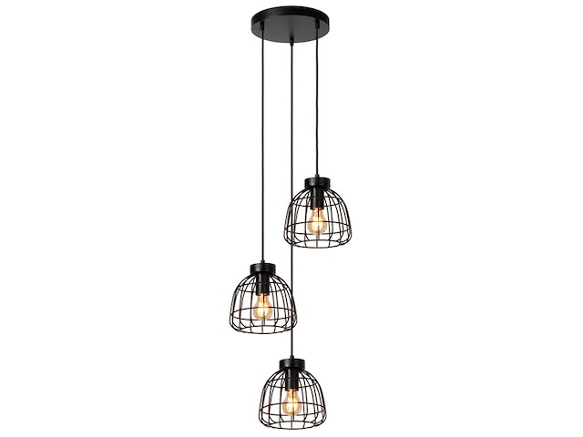 Lucide filox hanglamp 445 cm 3xe27 zwart - afbeelding 2 van  3
