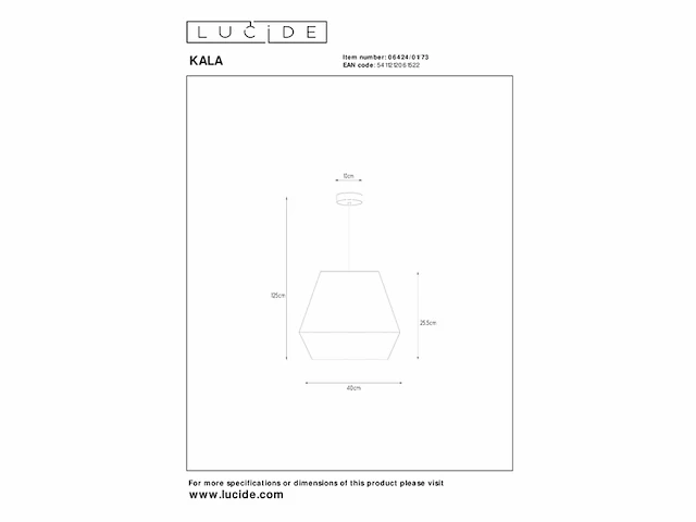 Lucide kala hanglamp 40 cm 1xe27 taupe - afbeelding 3 van  3