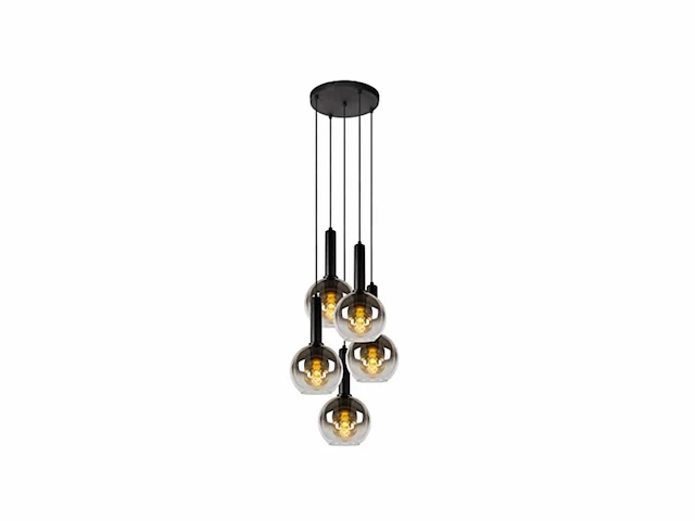 Lucide marius - hanglamp - 55 cm - 5xe27 - zwart - afbeelding 1 van  2