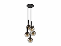 Lucide marius - hanglamp - 55 cm - 5xe27 - zwart - afbeelding 2 van  2