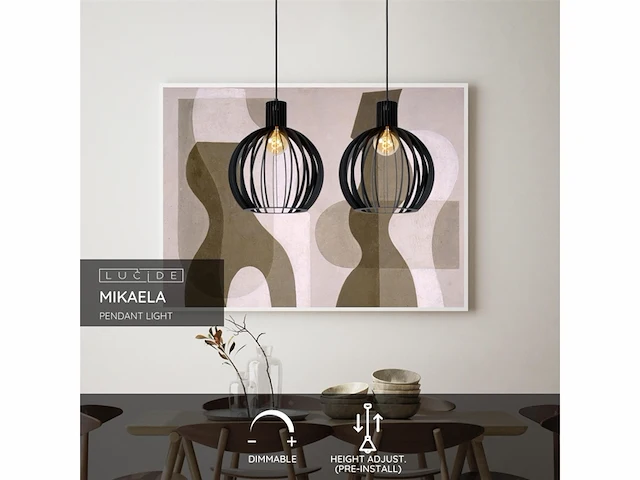 Lucide mikaela hanglamp 35 cm e27 zwart - afbeelding 2 van  3