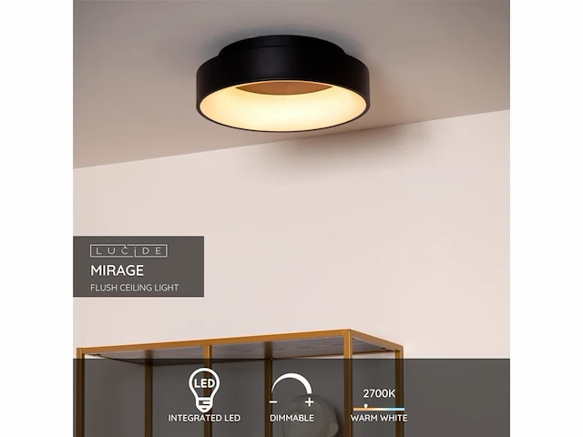 Lucide mirage plafonnière 38 cm led dimb. 1x22w 2700k zwart - afbeelding 3 van  4