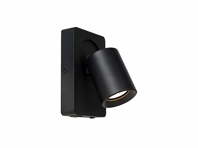 Lucide nigel - wandspot - led - gu10-1x5w 3000k - met usb oplaadpunt - zwart - afbeelding 1 van  3