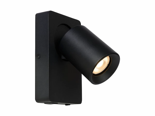 Lucide nigel - wandspot - led - gu10-1x5w 3000k - met usb oplaadpunt - zwart - afbeelding 2 van  3