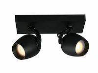 Lucide preston - plafondspot badkamer - 2xgu10 - ip44 - zwart - afbeelding 1 van  2