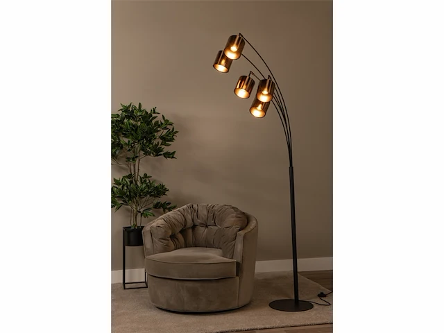 Lucide rankos - vloerlamp - 5xe14 - zwart - afbeelding 3 van  3