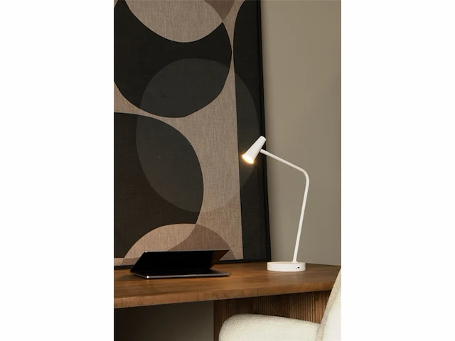 Lucide stirling - oplaadbare bureaulamp - accu/batterij - led 3 stepdim - 1x3w 2700k - wit - afbeelding 4 van  4