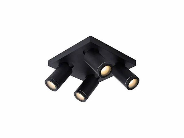 Lucide taylor plafondspot badkamer led dim to warm gu104x5w 2200k/3000k ip44 zwart - afbeelding 1 van  3