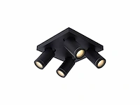 Lucide taylor plafondspot badkamer led dim to warm gu104x5w 2200k/3000k ip44 zwart - afbeelding 1 van  3