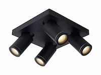 Lucide taylor plafondspot badkamer led dim to warm gu104x5w 2200k/3000k ip44 zwart - afbeelding 2 van  3