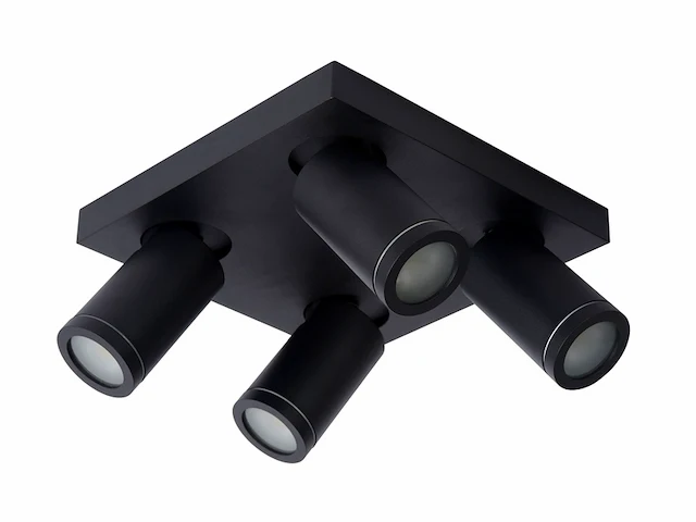 Lucide taylor plafondspot badkamer led dim to warm gu104x5w 2200k/3000k ip44 zwart - afbeelding 3 van  3