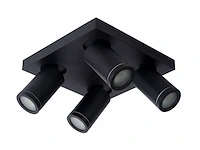 Lucide taylor plafondspot badkamer led dim to warm gu104x5w 2200k/3000k ip44 zwart - afbeelding 3 van  3