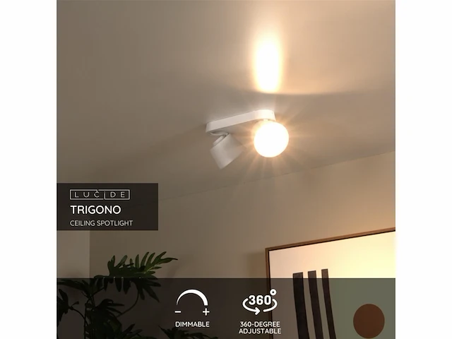 Lucide trigono plafondspot 2xgu10 wit - afbeelding 3 van  4