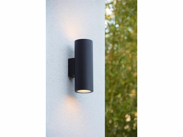 Lucide volantis wandspot/wandlamp binnen/buiten 2xe27 ip54 zwart - afbeelding 4 van  4