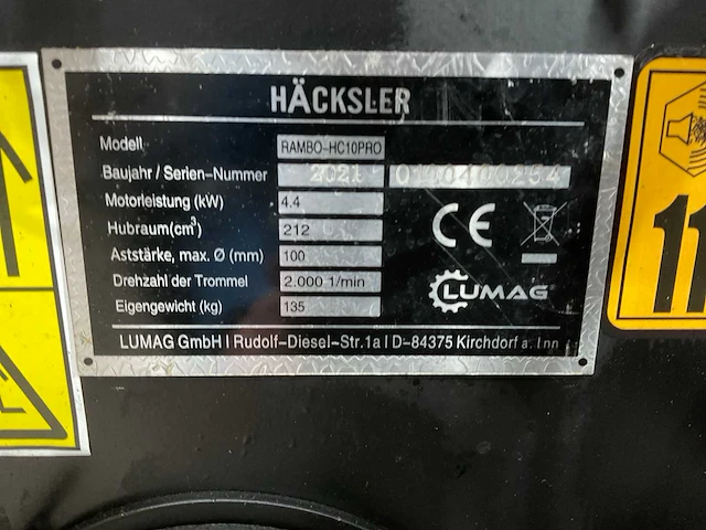 Lumag - 2021 - rambo-hc10pro - houthakselaar - afbeelding 13 van  13