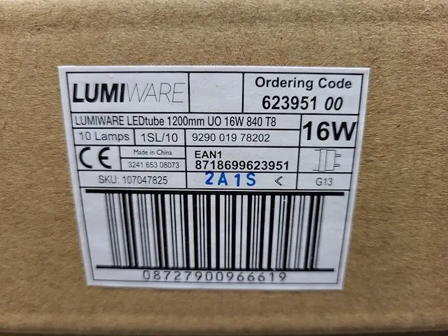 Lumiware - ledtube 1200mm uo 16w 840 t8 - doos á 10 stuks led tl-lichtbronnen (24x) - afbeelding 4 van  4